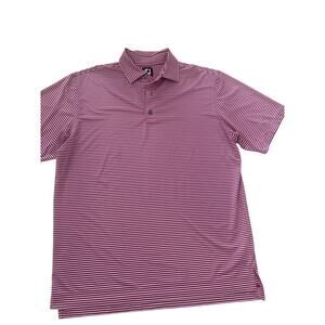 Footjoy Fj short sleeved Polo striped purple white XL‎ Dadcore golf performance